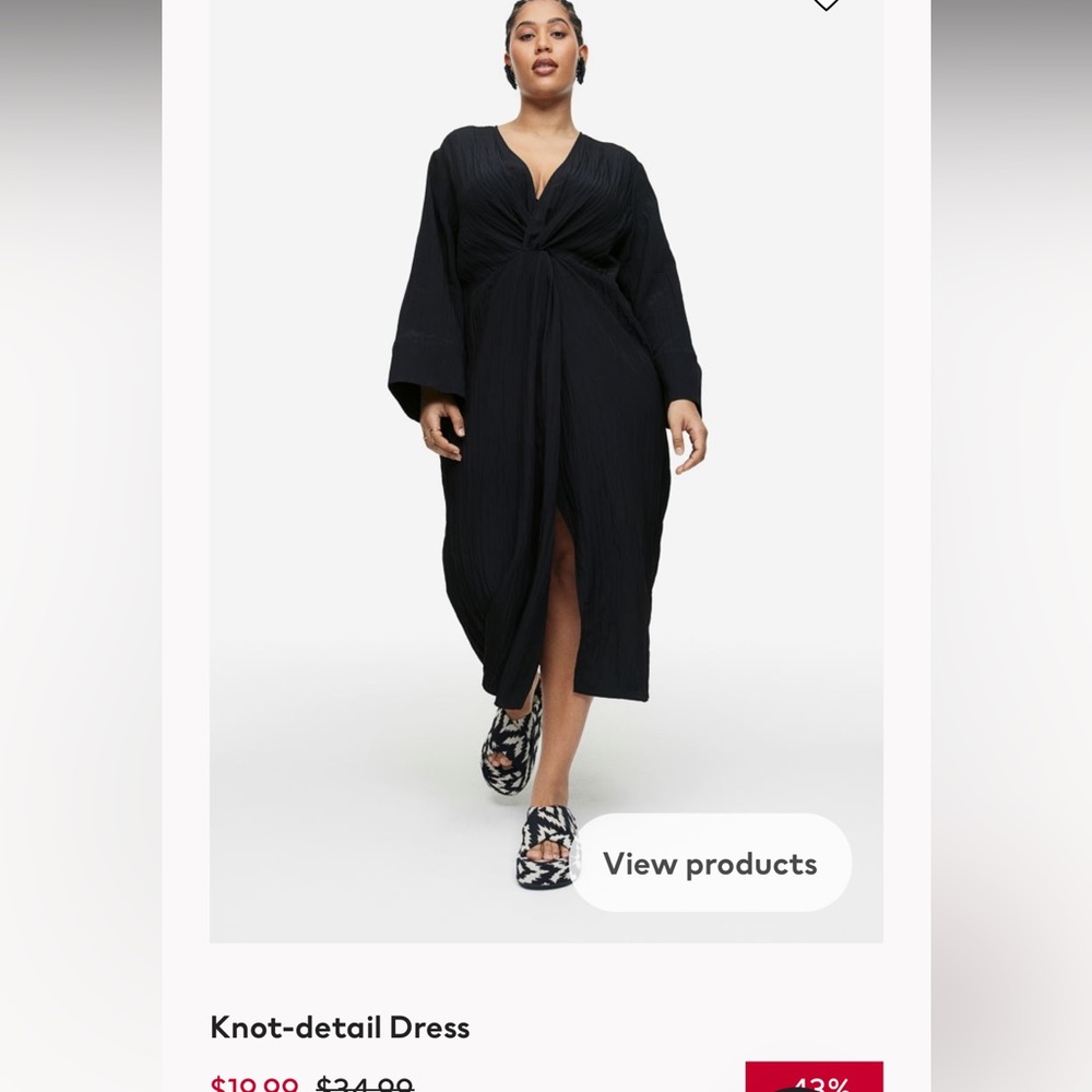 H&M Knot-detail Black Casual Dress